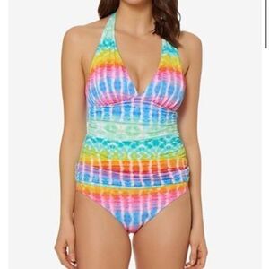 NWT Bleu Rod Beattie Rainbow TyDie Halter Tankini